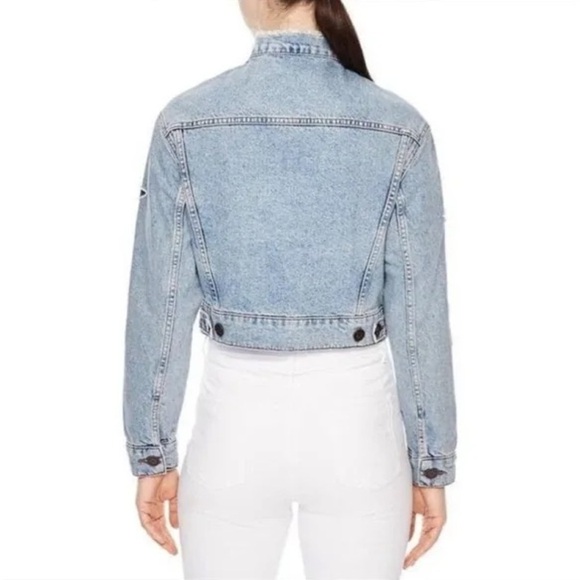 Sandro Liverpool Embellished Star Patch Denim Jacket - Picture 2 of 7